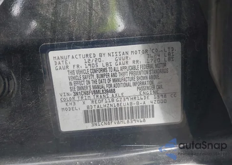 2021 Nissan Versa Sr Xtronic Cvt z USA, uszkodzony, nr VIN 3N1CN8FV8ML839468